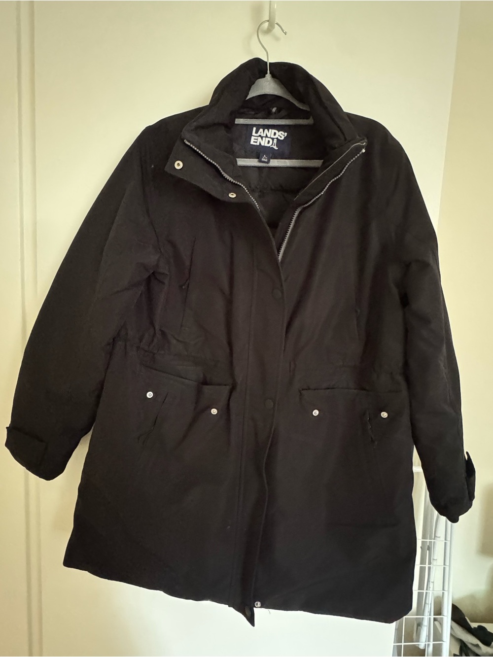 Lands' End Women's Black Insulated Puffer Coat
